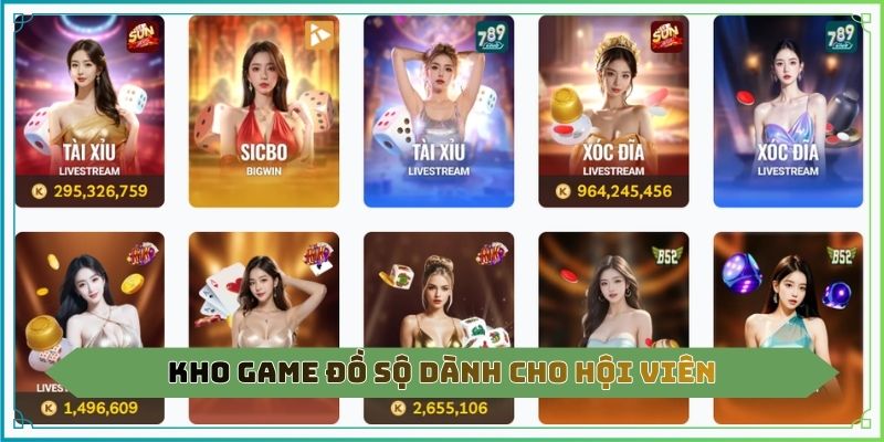 Kho game đồ sộ dành cho hội viên